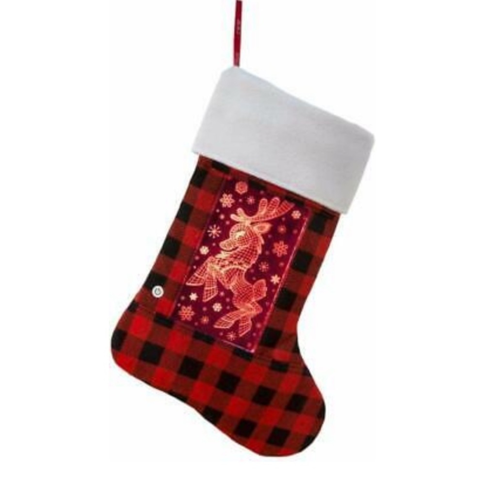 Yew pop lights buffalo check stocking - Picture 1 of 6